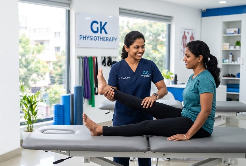 Physiotherapist performing treatment in GK Physiotherapy clinic